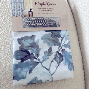 Maple Grove Blue Sage Shower Curtain And 12 Hooks